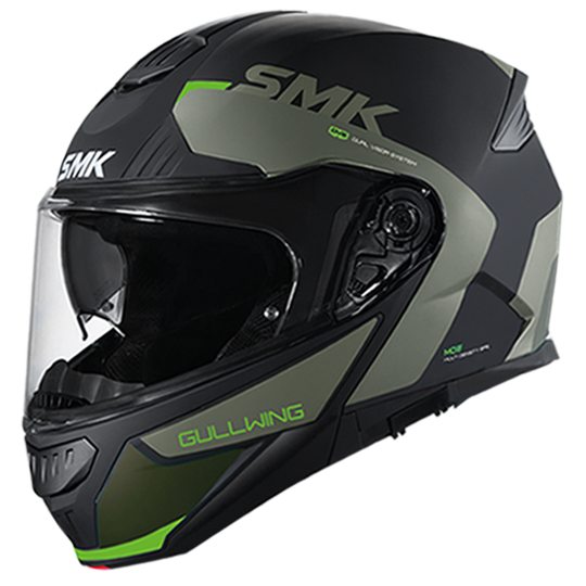 SMK GULLWING KRESTO Modular Helmet (GL288) Gloss Black Green Green